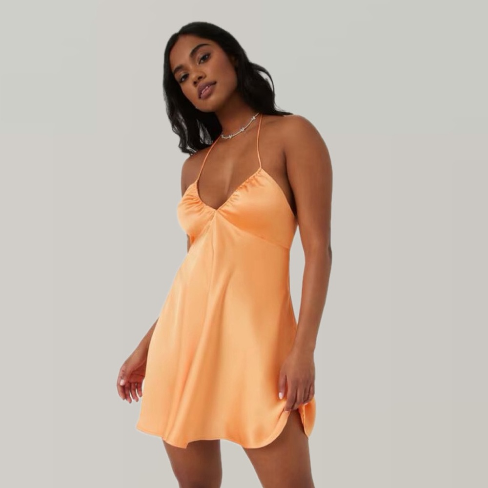 Garage Peach Satin Mini Dress
